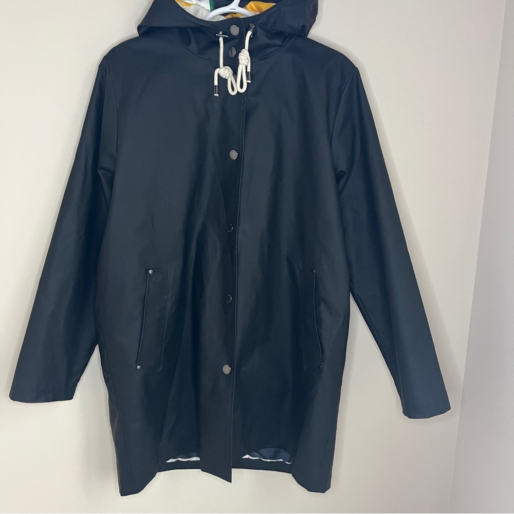 Pendleton Woolen Mills Black Utility Astoria Rain Jacket Coat Striped Lining Med